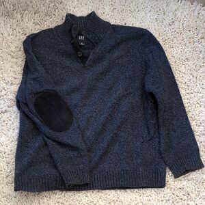 GAP Men's Navy Crewneck Sweater with Elbow Patches